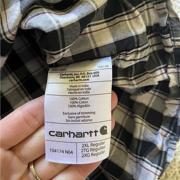 Carhartt Men’s Button Down Short Sleeve Shirt Size 2XL Plaid Relaxed Fit - Picture 3 of 8